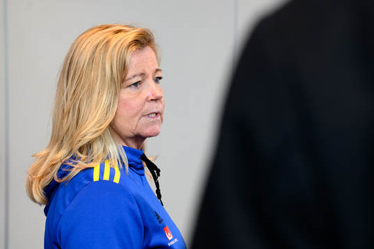 Team Manager Marika Domanski Lyfors is being interviewed