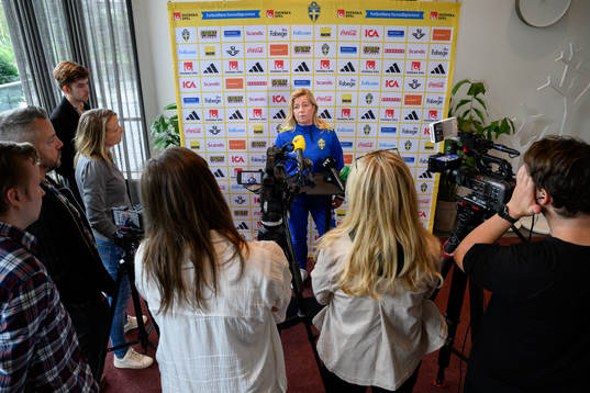 Team Manager Marika Domanski Lyfors is being interviewed