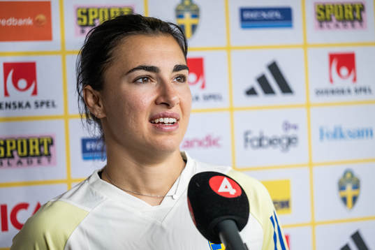Goalkeeper Zecira Musovic is interviewed