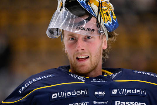 HV71s målvakt Victor Brattström värmer upp innan