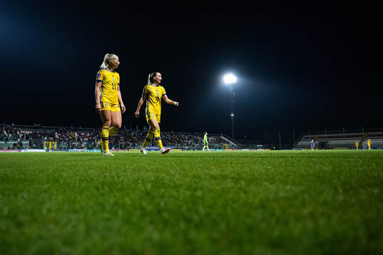 Stina Blackstenius and Kosovare Asllani of Sweden
