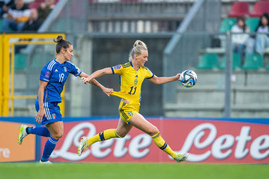 Martina Lenzini of Italy and Stina Blackstenius of Sweden