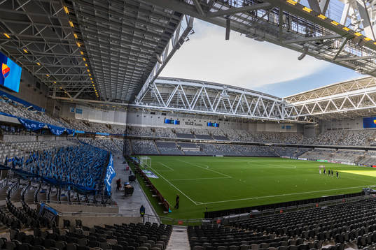 Generell bild inifrån Tele2 Arena innan  fotbollsmatchen i