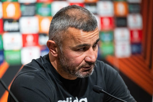 Head coach Gurban Gurbanov of Qarabag at the press