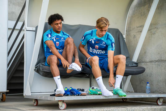 Oscar Bobb and Marcus Holmgren Pedersen of the Norwegian