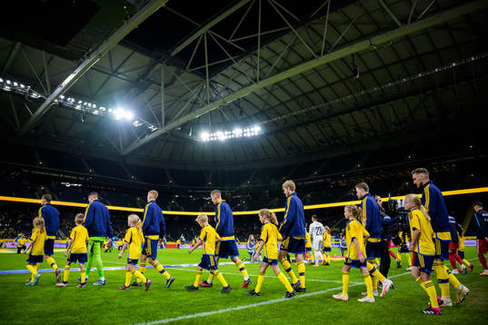Players of Sweden ahead the international friendly football