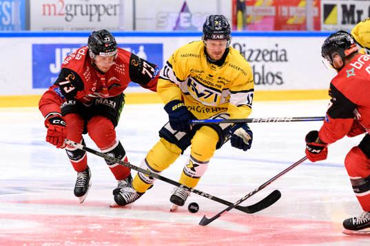Malmö Redhawks Adam Ollas Mattsson och HV71s Simon Önerud
