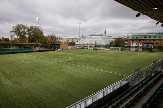Generell vy på Hammarby IP innan fotbollsmatchen i