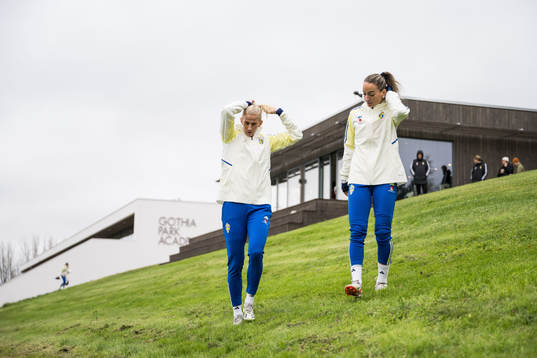 Sofia Jakobsson and Kosovare Asllani of Sweden