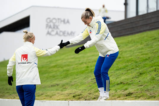 Caroline Seger and Linda Sembrant  of Sweden ahead a