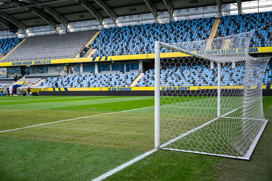 A goal and the pitch at Gamla Ullevi