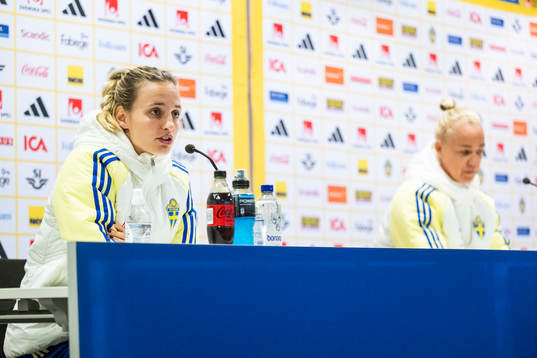 Nathalie Björn and Caroline Seger of the Swedish women's