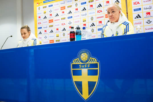 Nathalie Björn and Caroline Seger of the Swedish women's