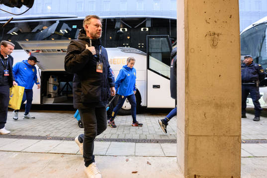 Head coach Peter Gerhardsson of Sweden arrives at the arena