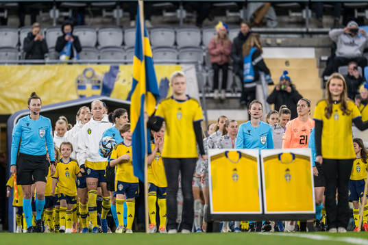 The players enters the pitch