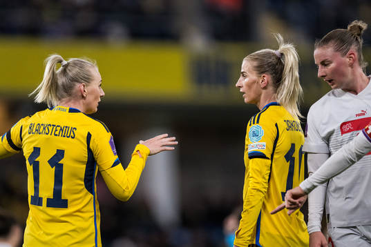 Stina Blackstenius and Sofia Jakobsson of Sweden