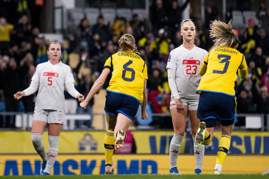 Magdalena Eriksson of Sweden celebrates the 1-0 goal while