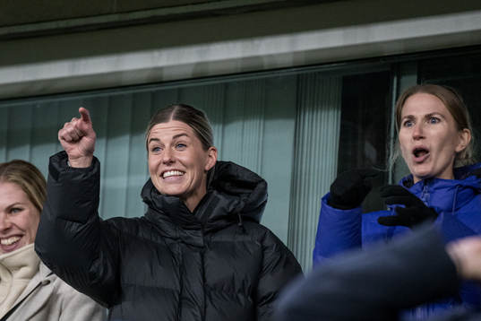 Olivia Schough and Emma Berglund in the stands