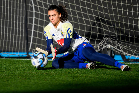 Goalkeeper Zecira Musovic of the Swedish women's national