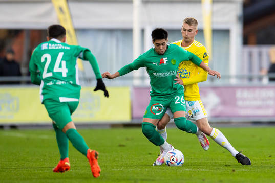 BK Olympics Victor Adriel Ayala och Falkenbergs Gabriel