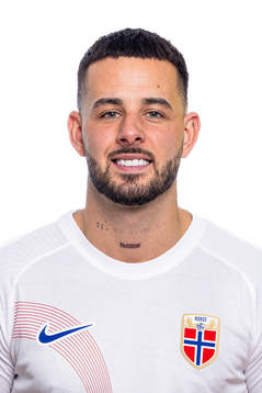 Aron Dønnum of the Norwegian national football team poses