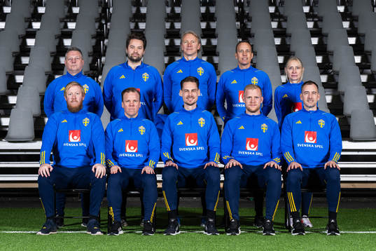 Staff of the Swedish under-21 national football team pose