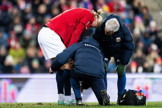 Erling Braut Haaland of Norway in pain
