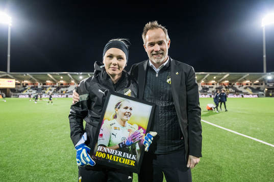 Goalkeeper Jennifer Falk and Football coordinator Christian