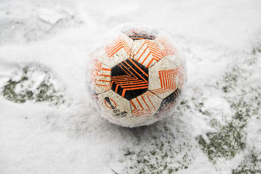 A ball covered in snow