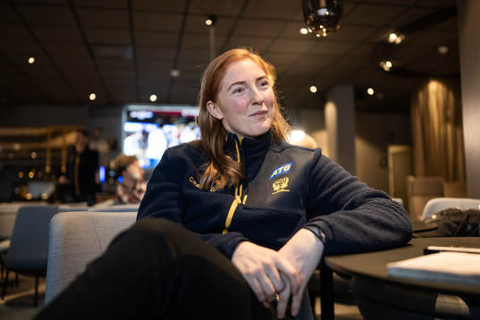 Sofia Hvenfelt at a press event with Sweden