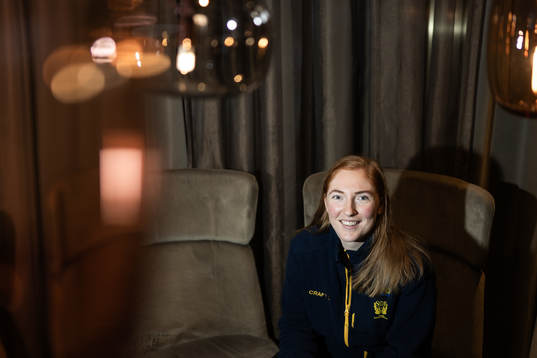 Sofia Hvenfelt poses for a portrait at a press event with