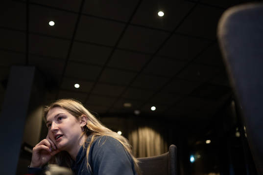 Nina Dano at a press event with Sweden