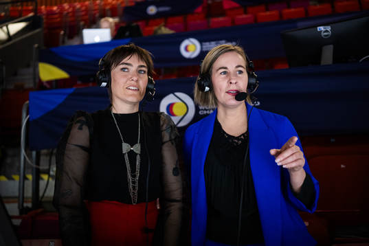 Commentators Susanna Andrén and Annika Wiel Hvannberg of