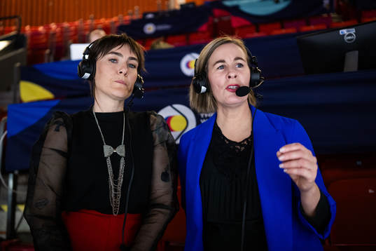 Commentators Susanna Andrén and Annika Wiel Hvannberg of