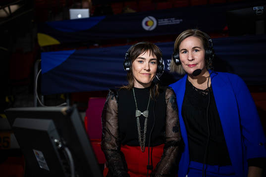 Commentators Susanna Andrén and Annika Wiel Hvannberg of