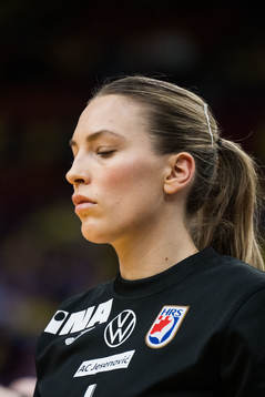 Goalkeeper Lucija Besen of Croatia looks dejected