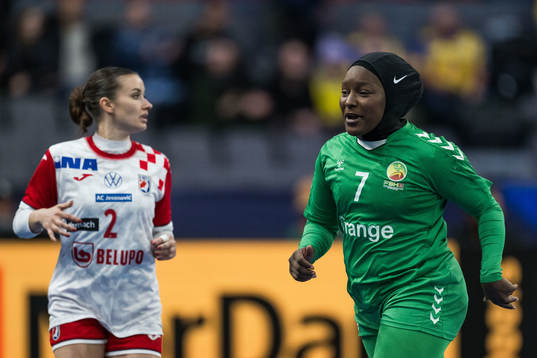 Doungou Camara of Senegal celebrates