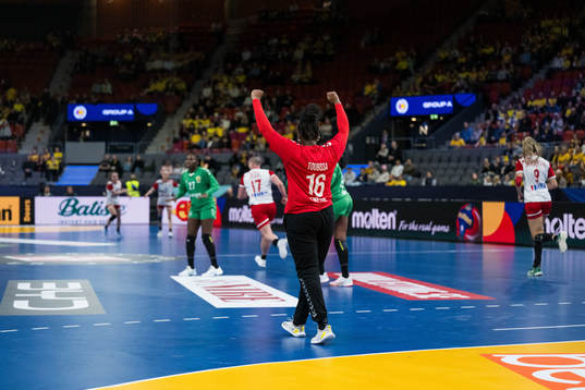 Goalkeeper Justicia Toubissa Elbeco of Senegal celebrates