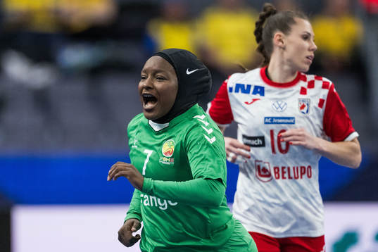 Doungou Camara of Senegal celebrates