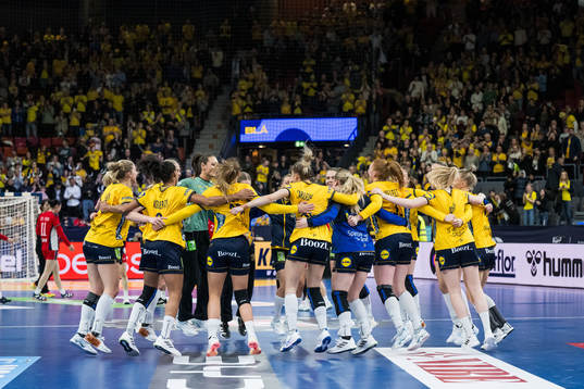 The Swedish players celebrate