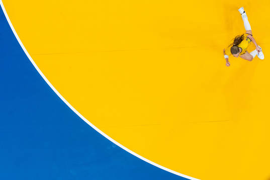 Kristin Thorleifsdottir of Sweden celebrates