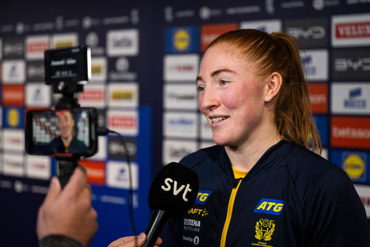Sofia Hvenfelt of Sweden is interviewed