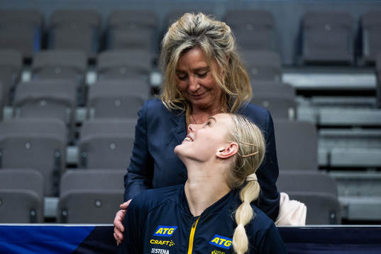 Nina Koppang of Sweden with her mother