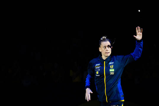 Nathalie Hagman of Sweden enters the pitch