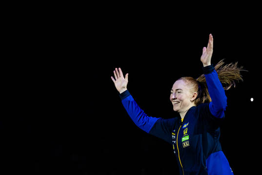 Sofia Hvenfelt of Sweden enters the pitch