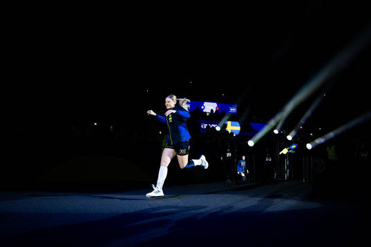Nina Dano of Sweden enters the pitch