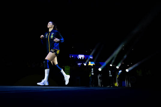 Olivia Mellegård of Sweden enters the pitch