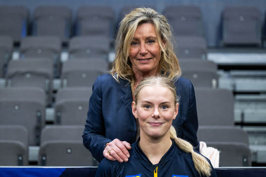 Nina Koppang of Sweden with her mother
