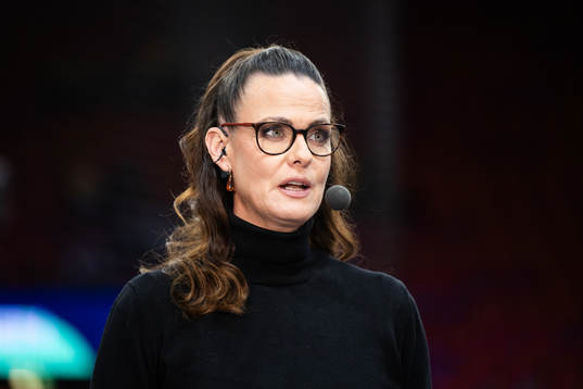 Host Suzanne Sjögren of broadcaster Viaplay