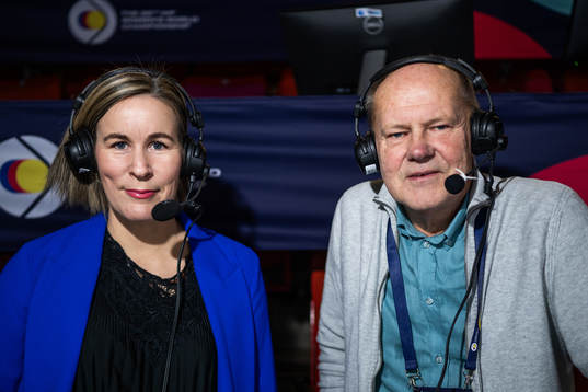 Commentators Annika Wiel Hvannberg and Per Kahl of Swedish